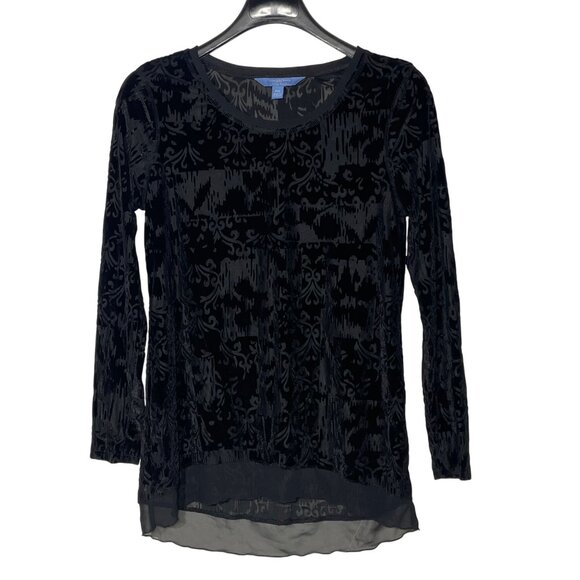 Simply Vera Wang Velvet Burnout Semi Sheer Top Sz MED PET Whimsigoth Witchy - Picture 1 of 7